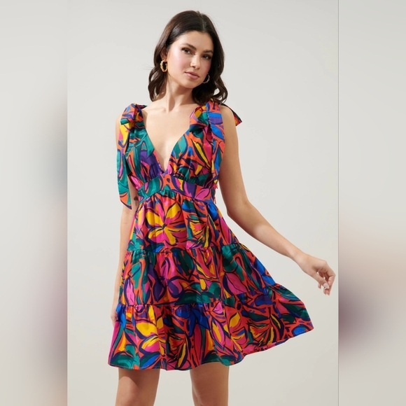 SUGARLIPS | Talullah Tie Strap Tiered Mini Dress - Picture 2 of 7